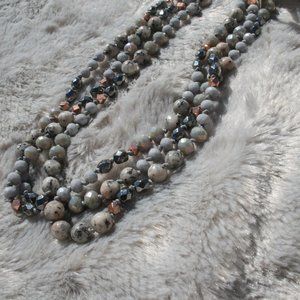 NECKLACE NWT LUCKY BRAND IN GREEN TAN BROWN BEAD